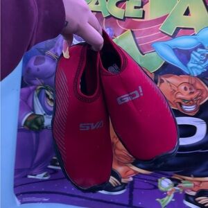 Red Water Shoes with Black Trim